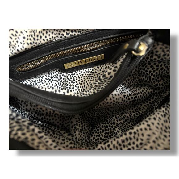 Antik Kraft Black Faux Leather Backpack Purse Convertible Shoulder Bag Women’s - Picture 8 of 9